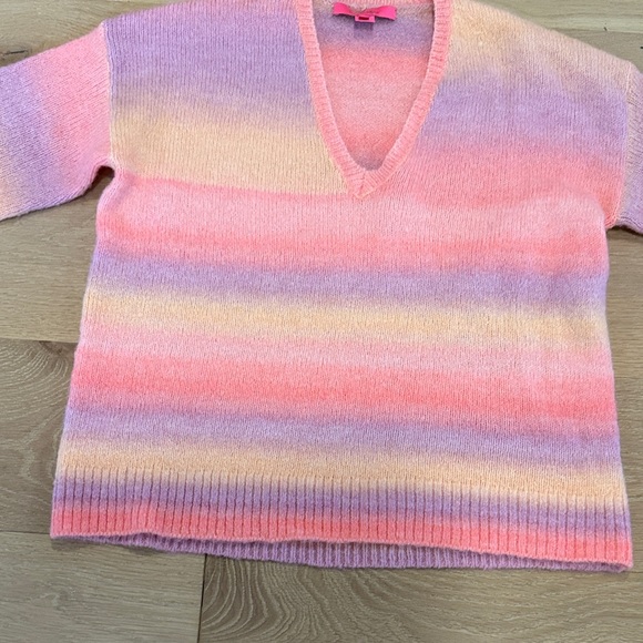 Lilly Pulitzer Women's Pink Yellow & Purple Striped V-Neck Sweater size small - Picture 7 of 11